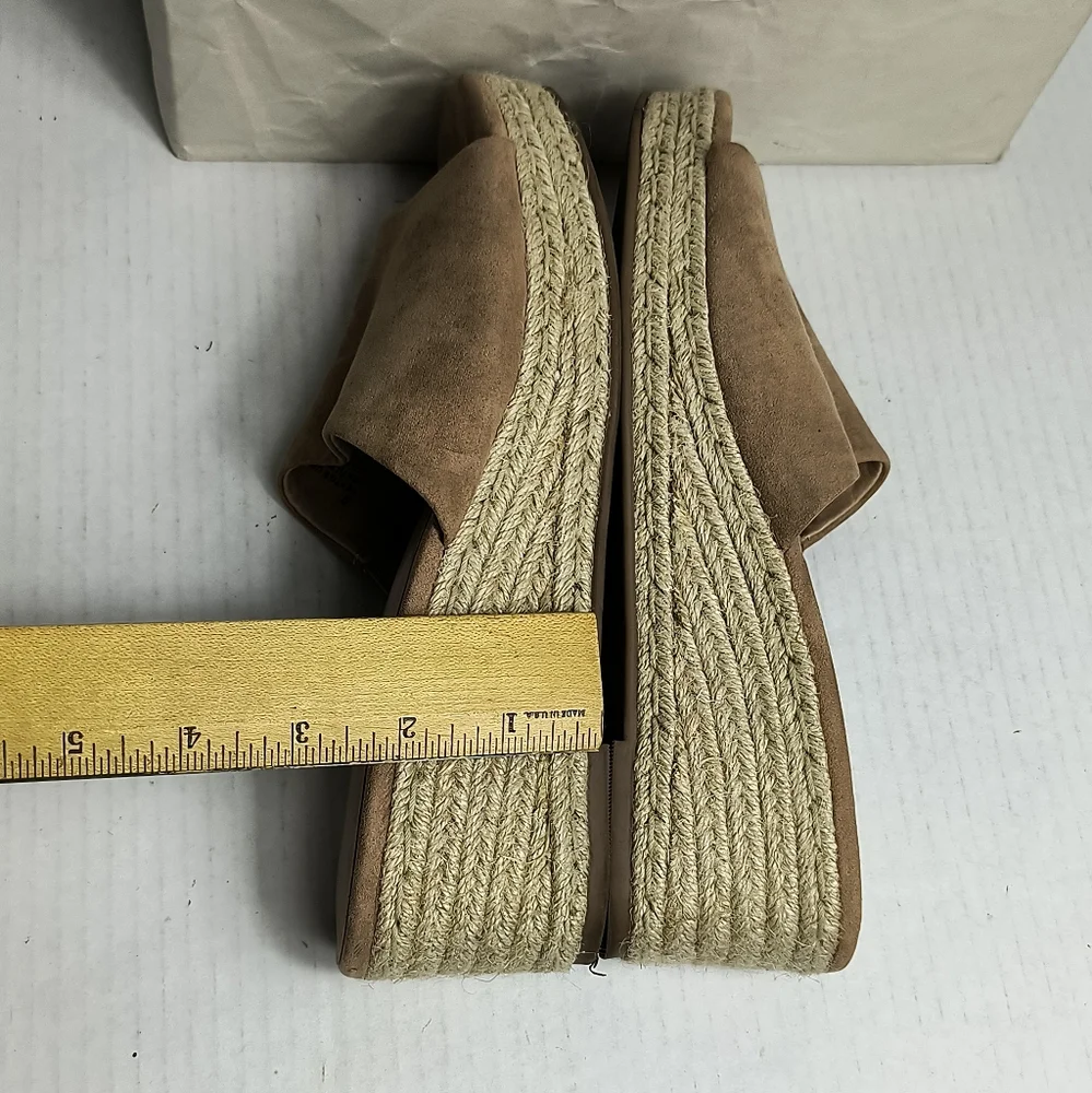 a.new.day Mavis Size 9 Tan Espadrille Wedges Slide Sandals Shoes Boho